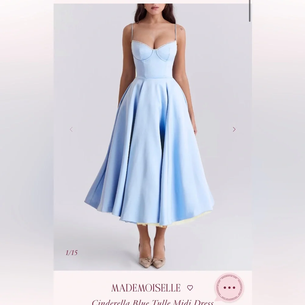 House of CB Mademoiselle Cinderella Blue Tulle Midi Dress - Picture 6 of 6